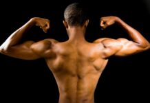 근육, 건강한 삶의 기본을 이루는 신체의 힘 topless man with black background